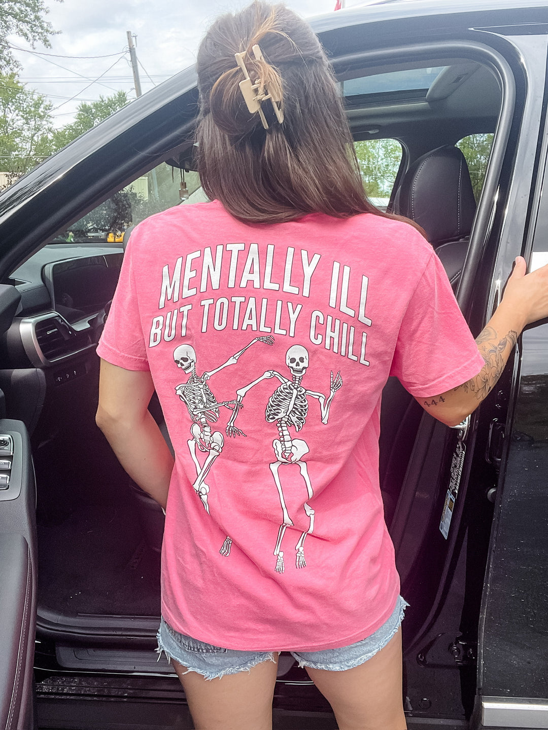 Mentally Ill Totally Chill Tee - Crunchberry