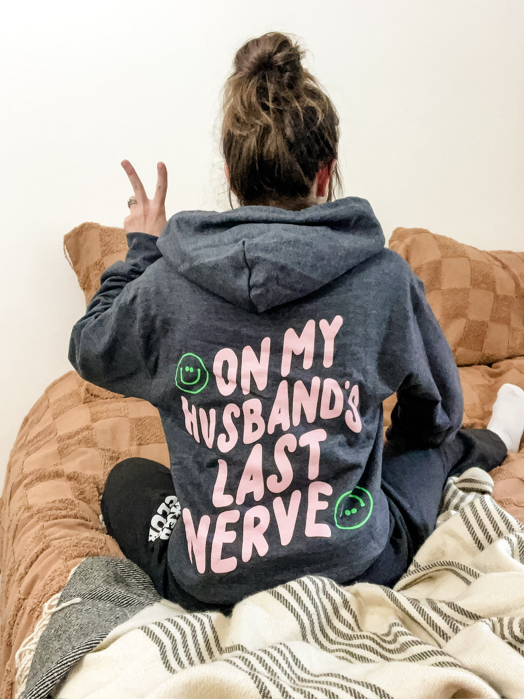 On My Husband's Last Nerve Zip Up Hoodie