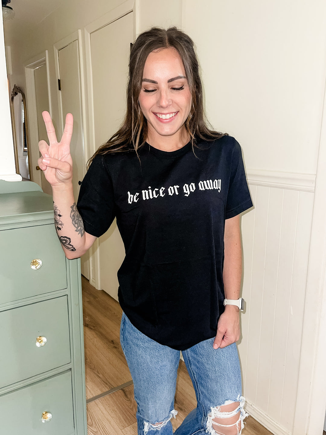 Be Nice Or Go Away Tee - Black