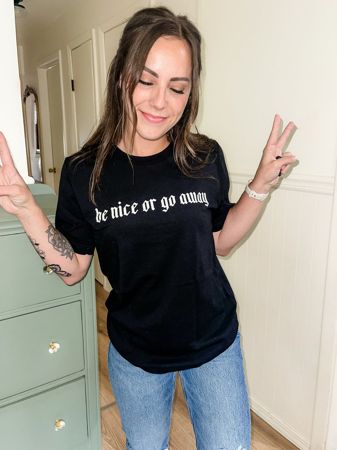 Be Nice Or Go Away Tee - Black