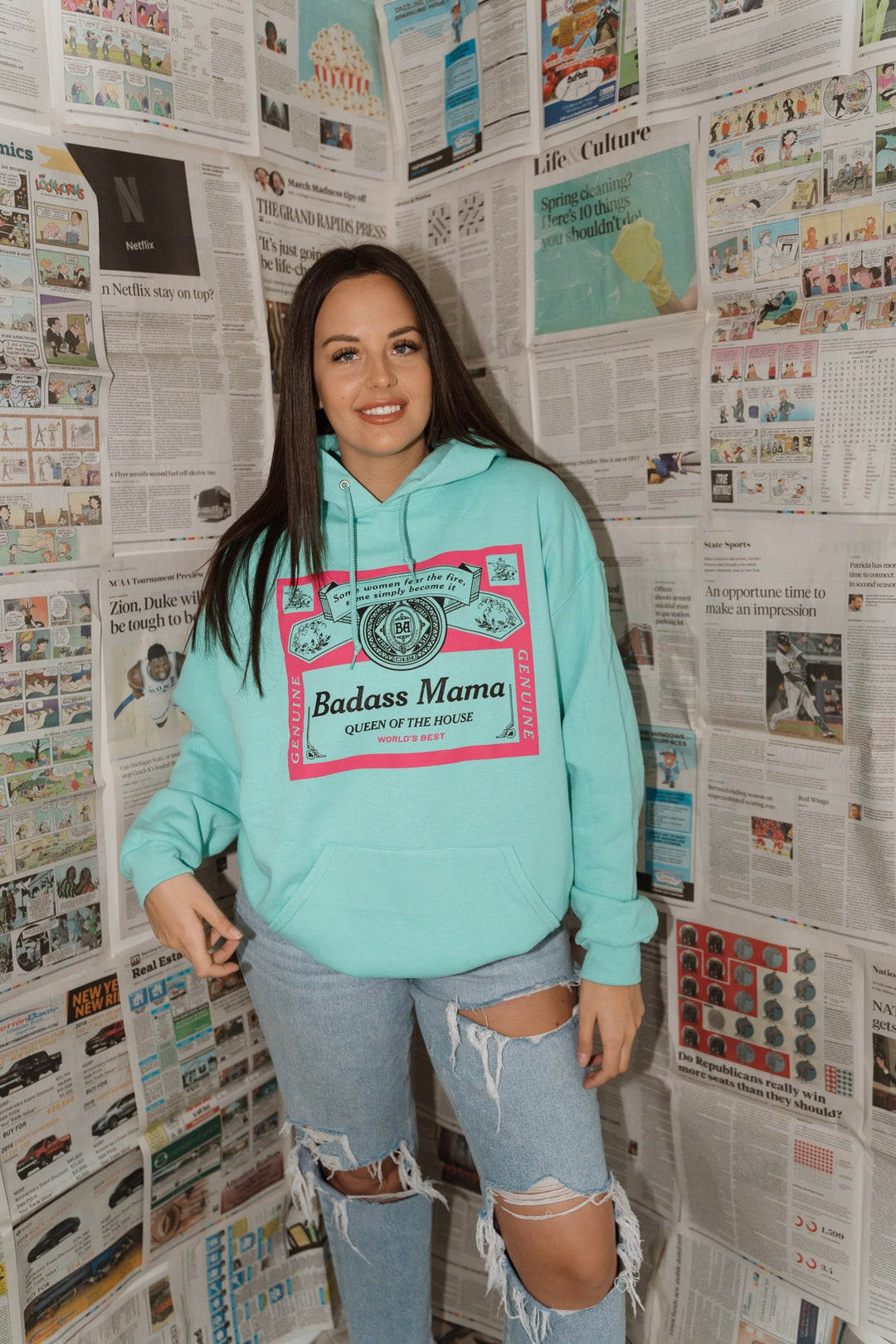 Badass Mama Mint Hoodie