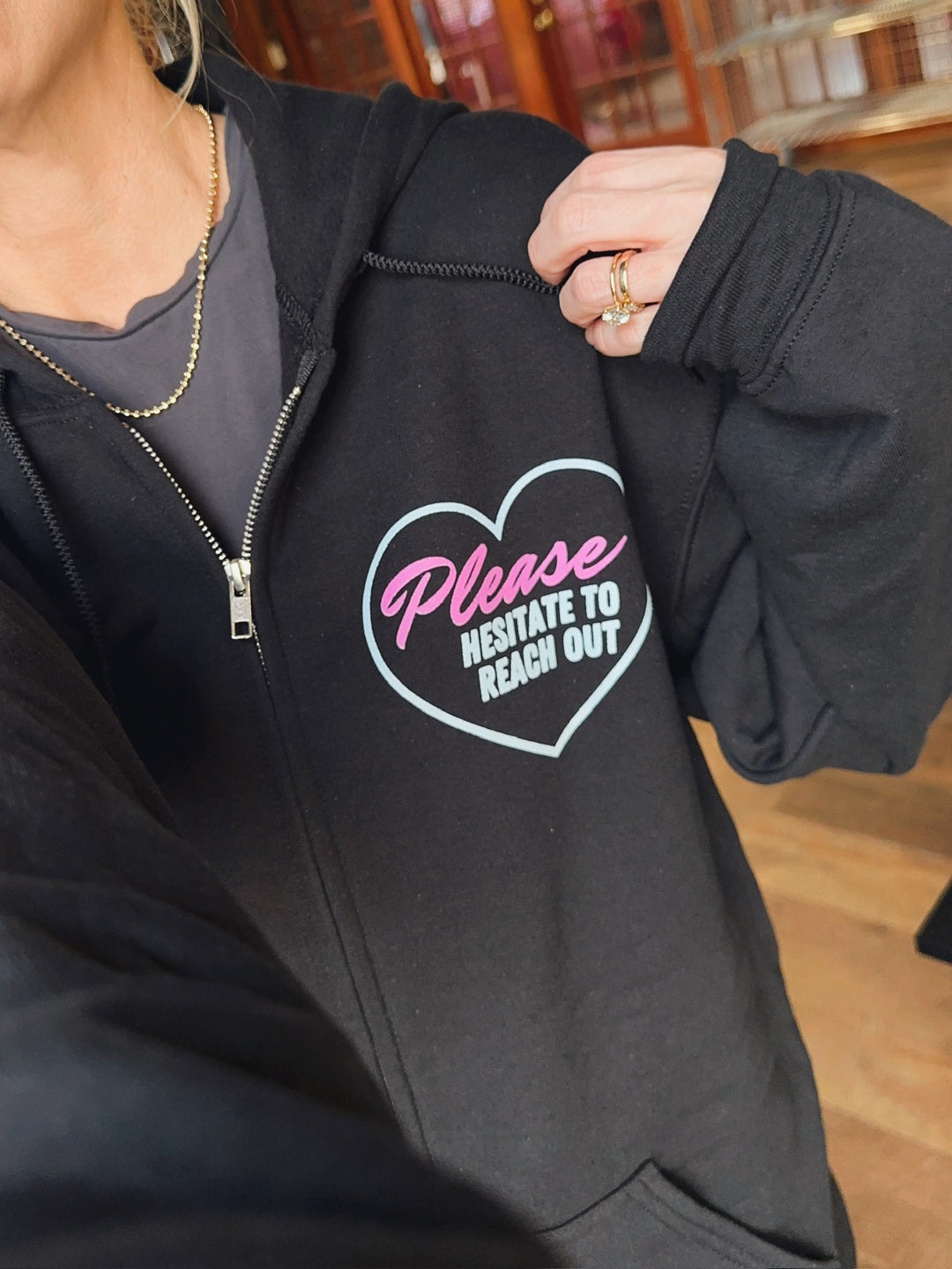 Please Hesitate Zip Up Hoodie