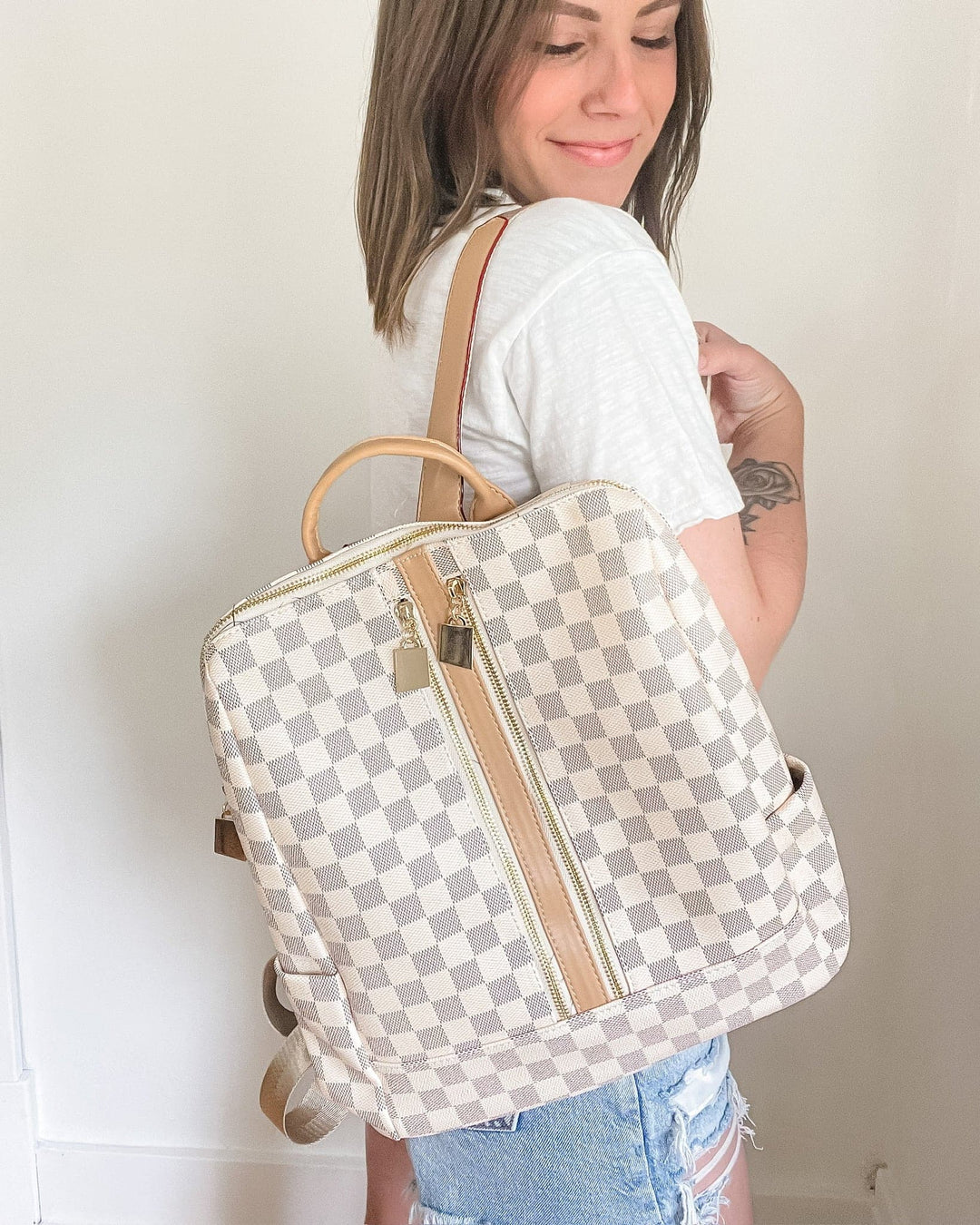 Louis Vuitton Backpack White Checker