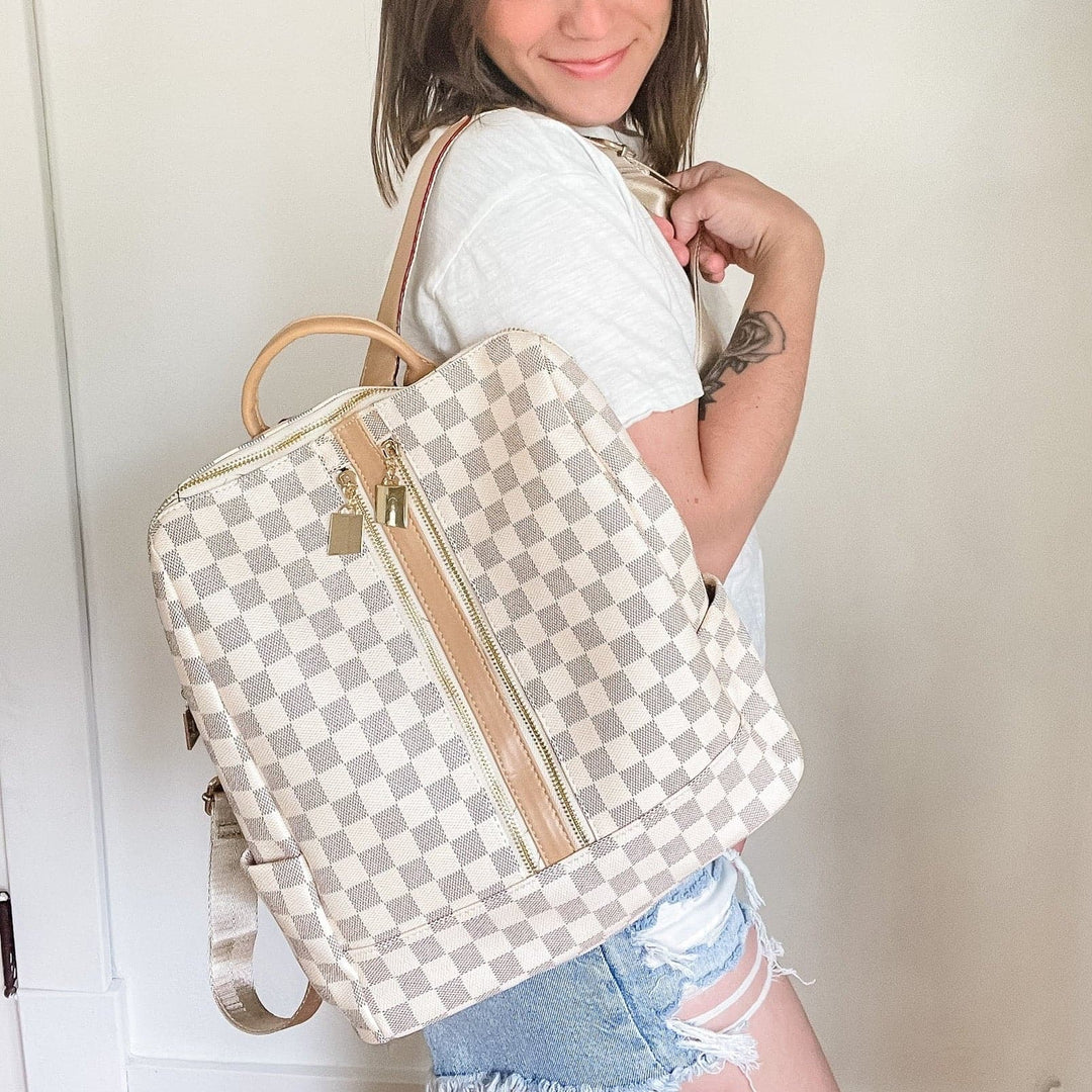 Olivia Convertible Backpack - Brown Plaid – Sweetees