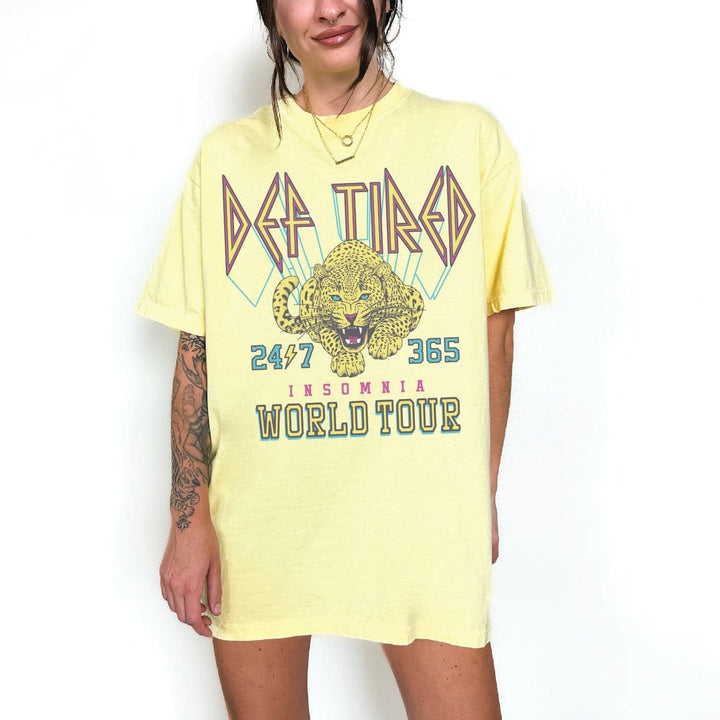 Def Tired World Tour Tee - Pale Yellow