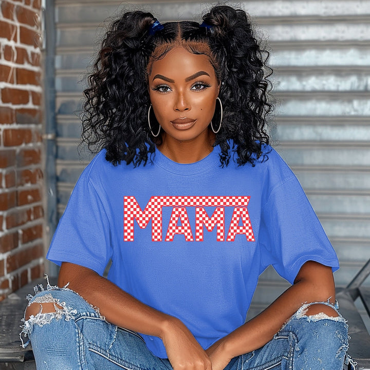 MAMA Checkered Red White & Blue Tee