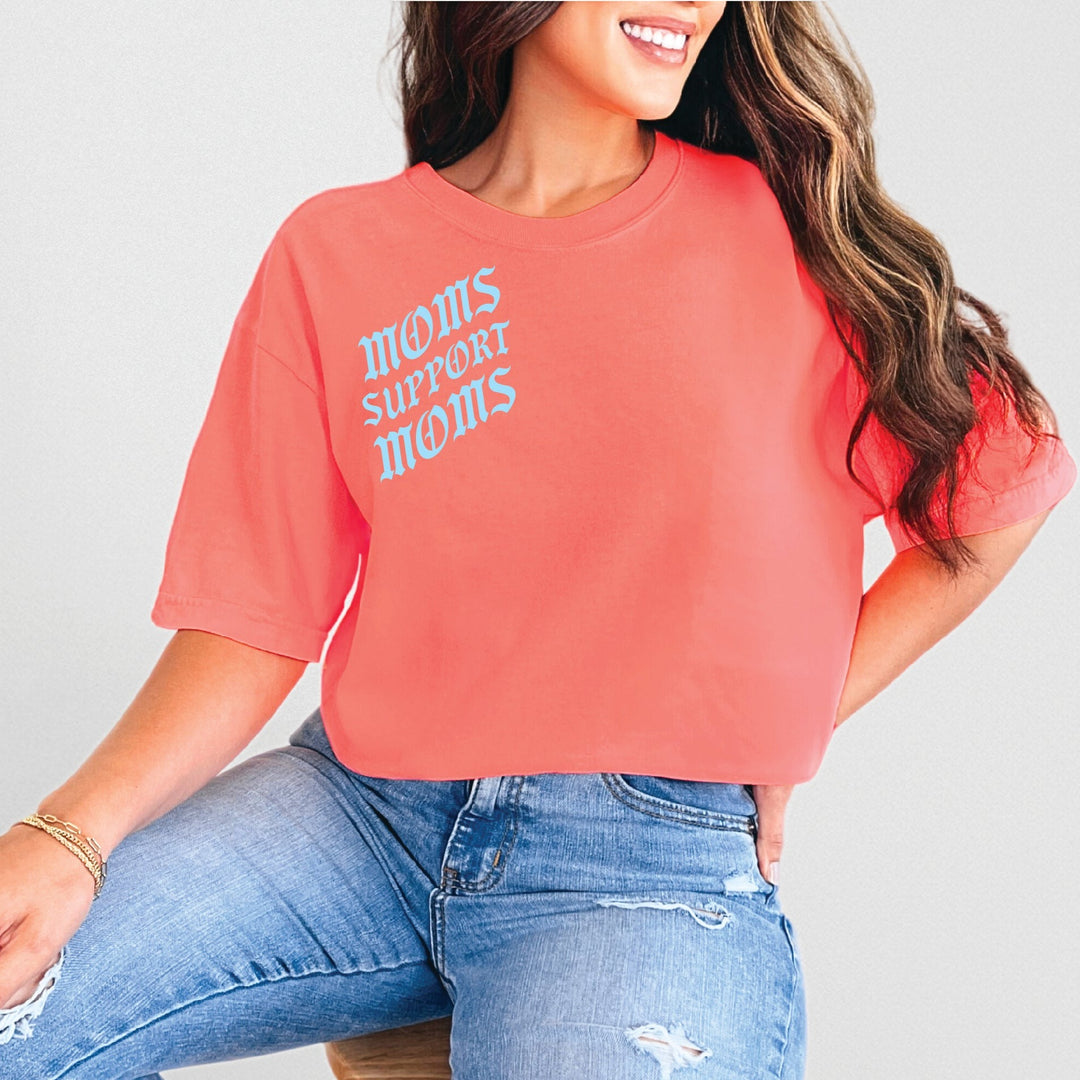 Support Your Local Mom Gang Tee - Neon Coral