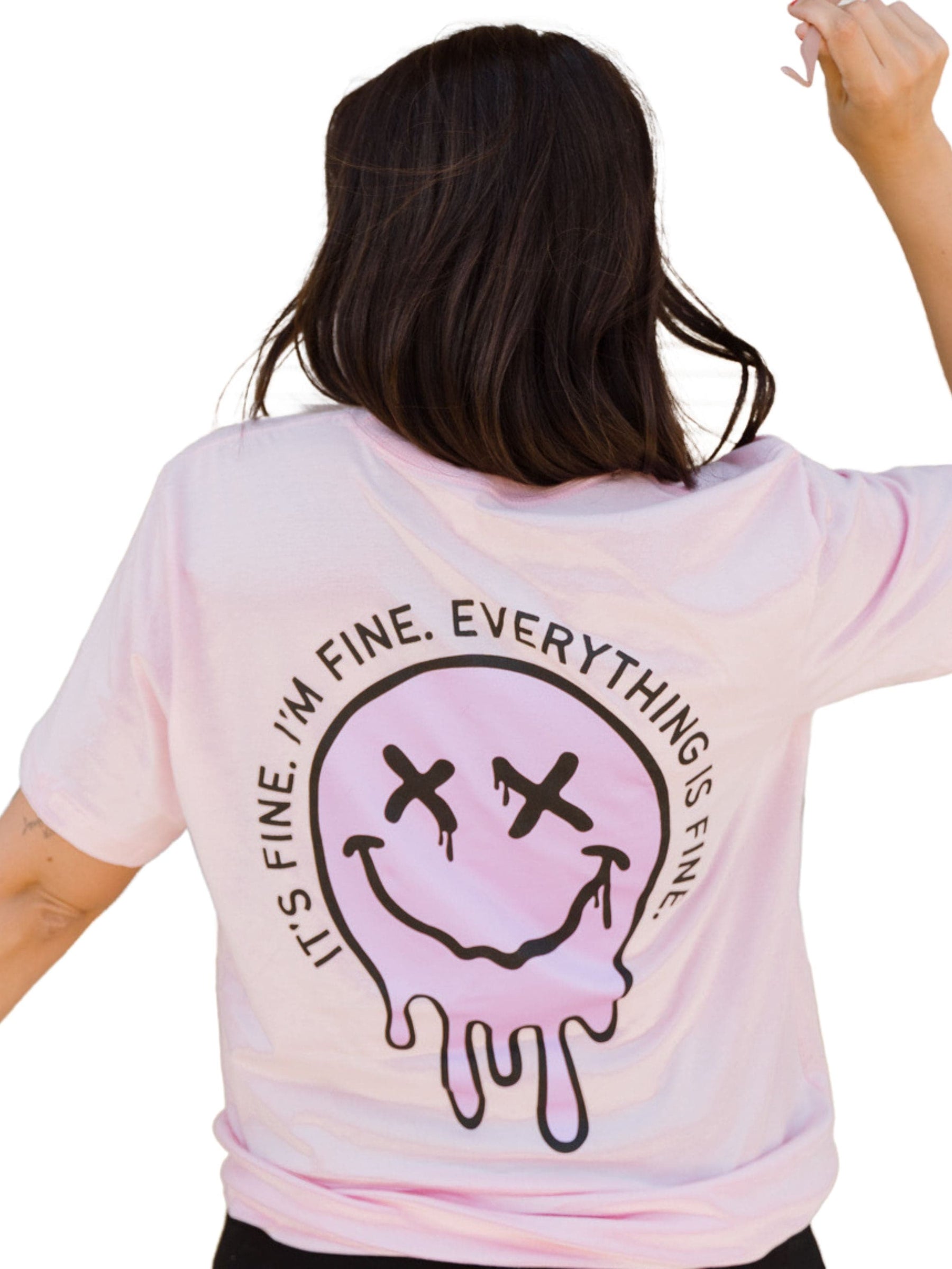 It's Fine Drippy Smiley Tee - Pink – Sweetees