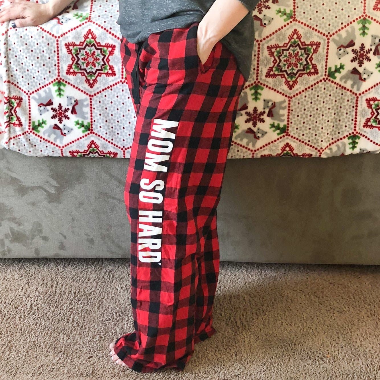 Flannel Mom So Hard Pajama Pants Buffalo Plaid Sweetees